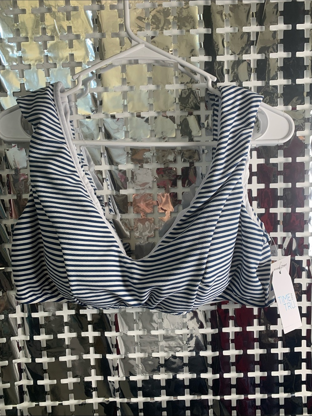 Time and Tru Navy and White Striped Scoop-Neck Camisole